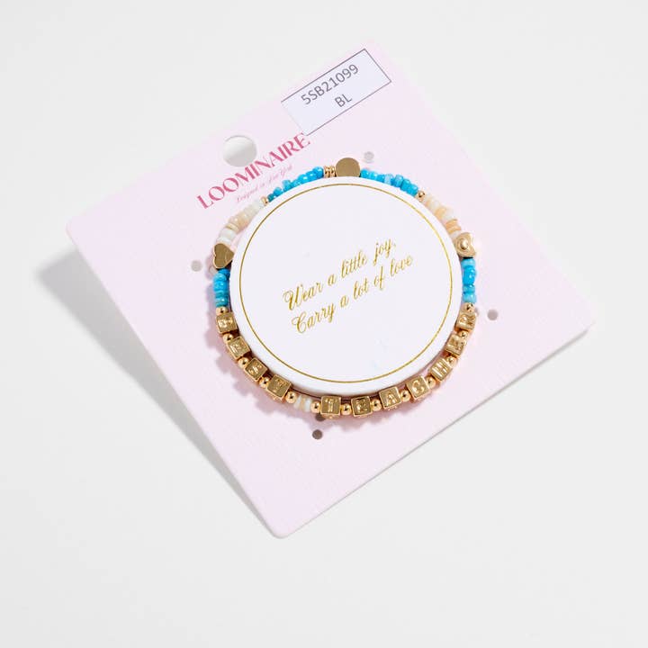 Frem "Best Teacher" Bead Bracelet Blue