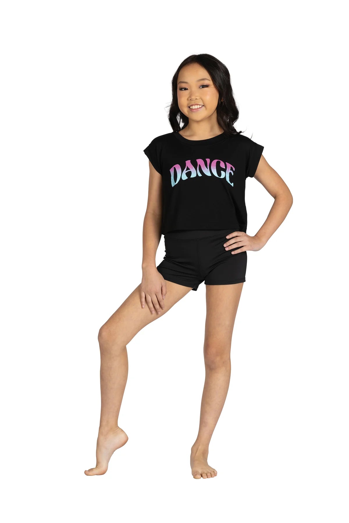 Danznmotion Children's "Dance" Foil Dot Sequin T-Shirt