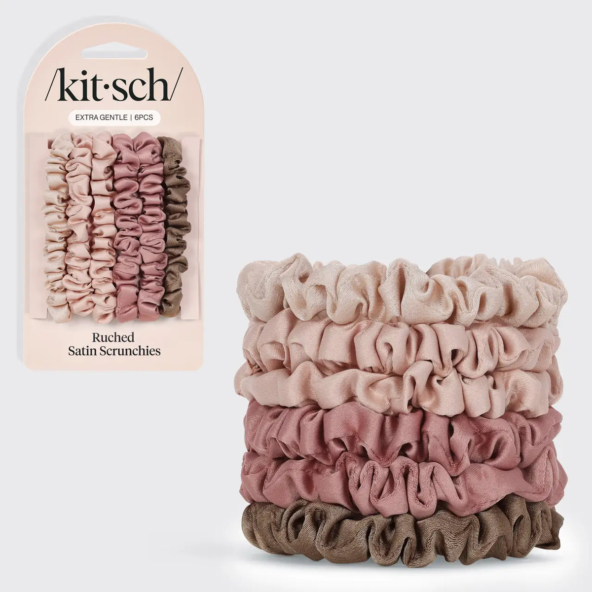 Ultra Petite Satin Scrunchies 6pc - Terracotta