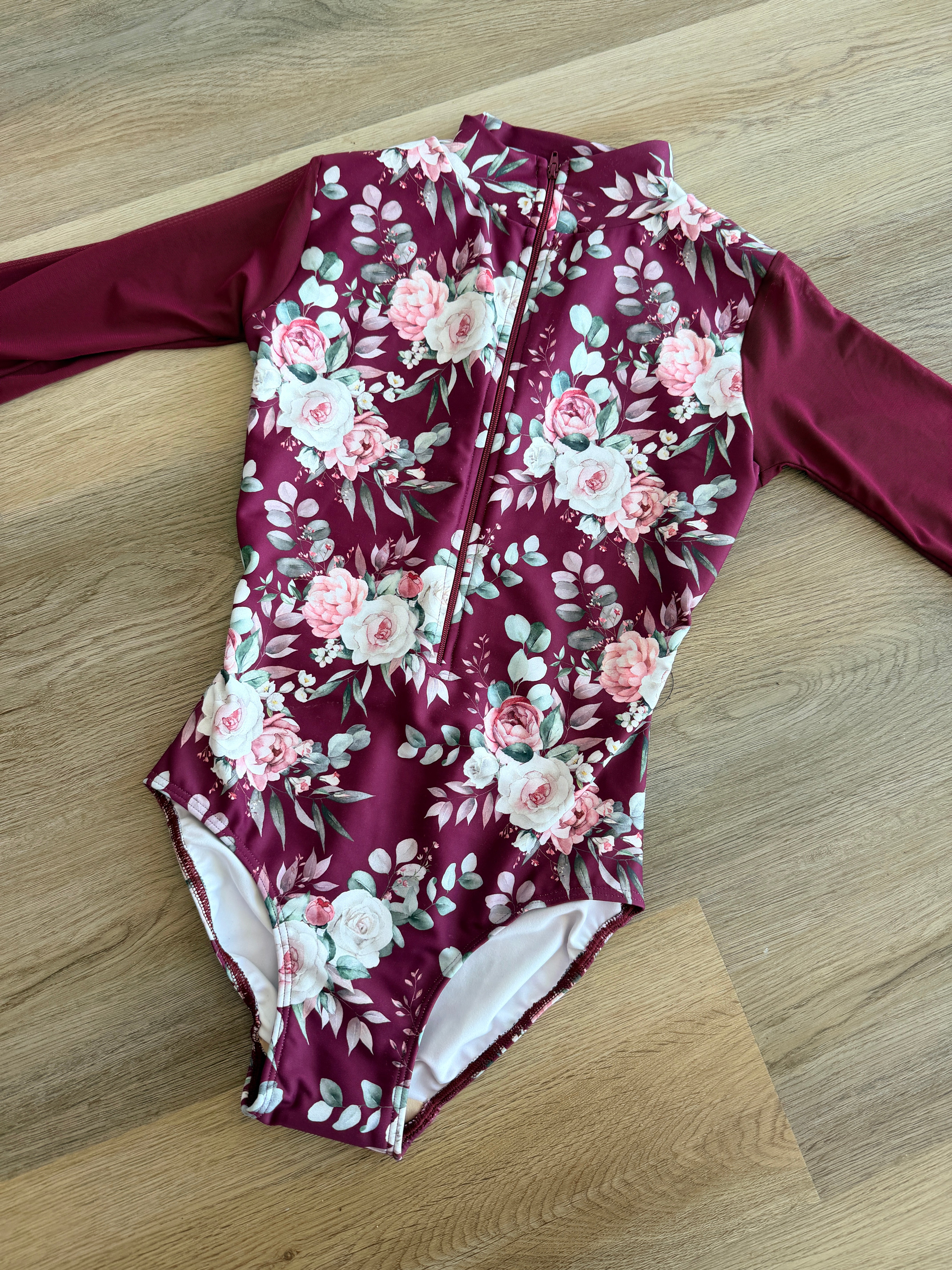 Eleve Ladies' Molly Wine Flowers Leotard