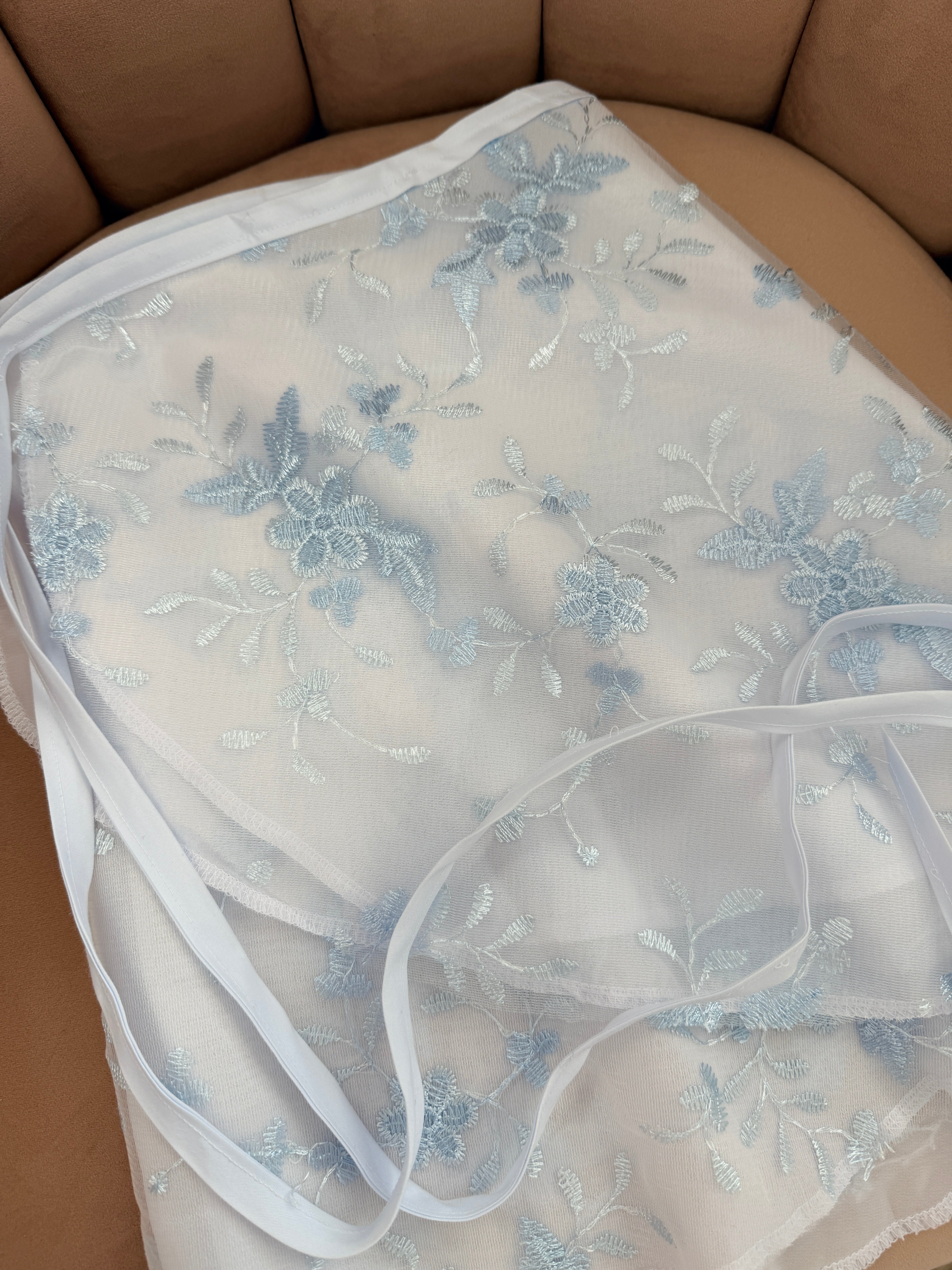 Classical Chloe Co Two Layer Baby Blue Floral Ballet Wrap Skirt