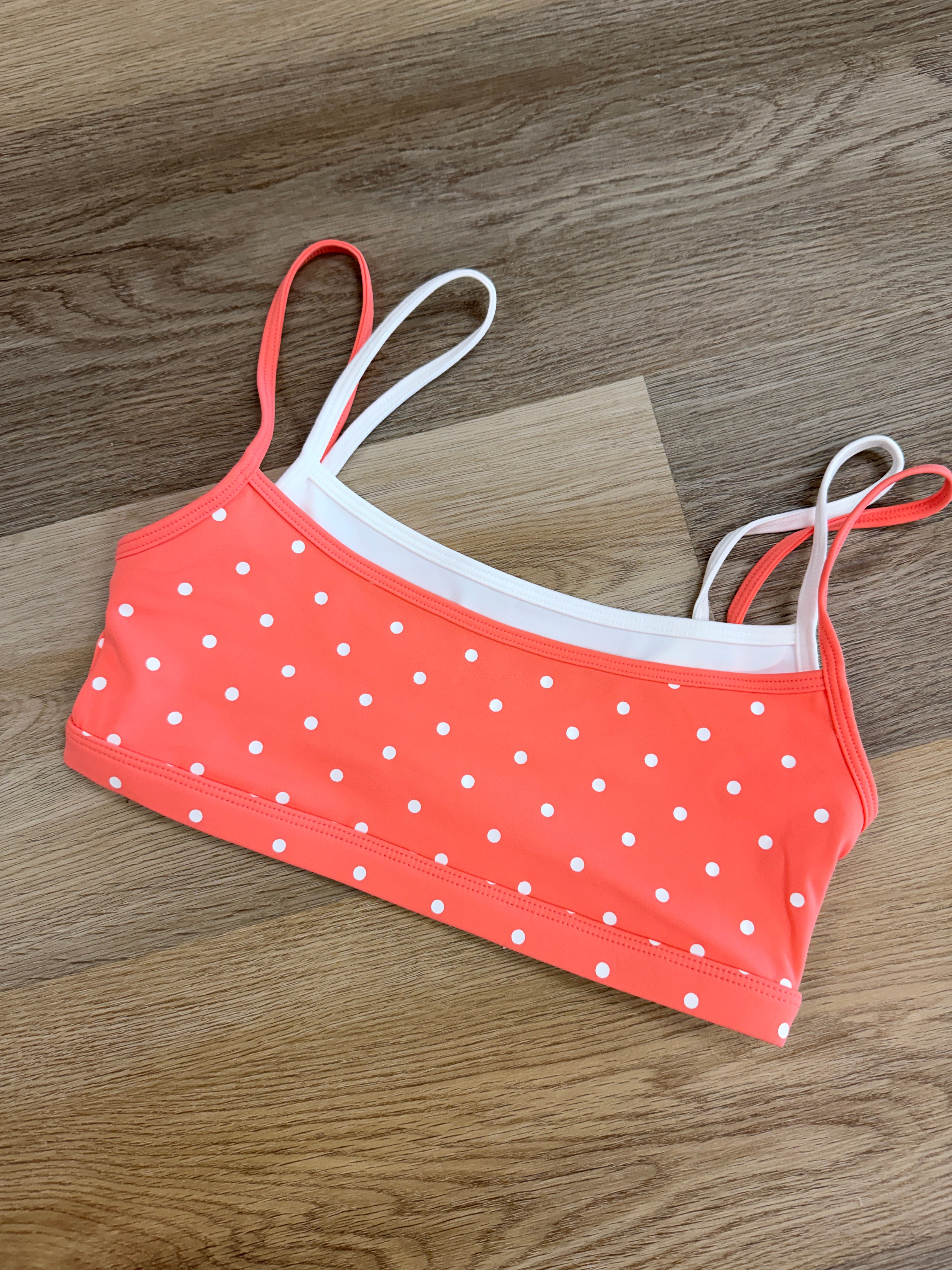 LA Designs Ladies' Gracie Double Layer Top Peachy Polka Dots