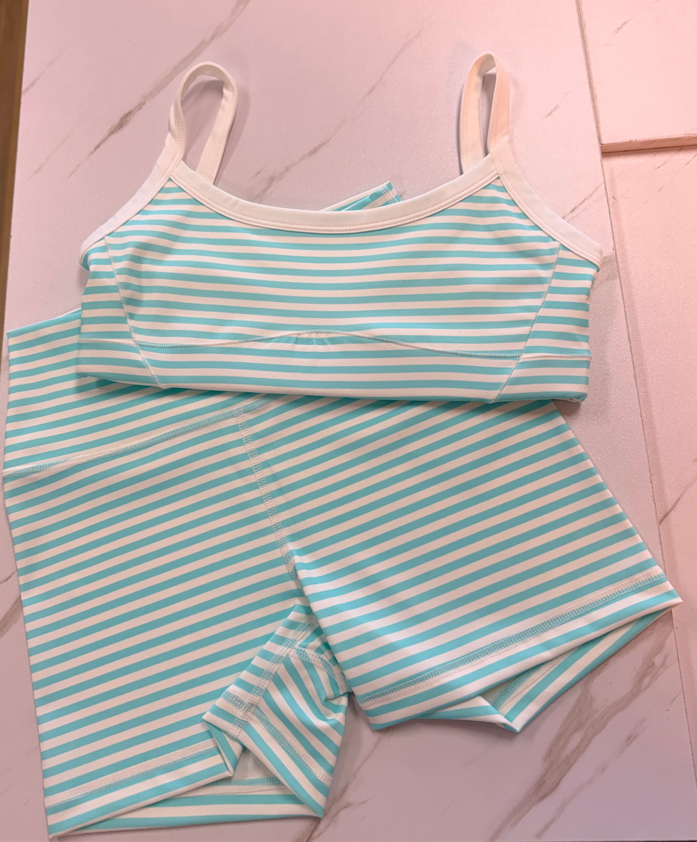 LA Designs Ladies' Motion Top Aqua Stripe