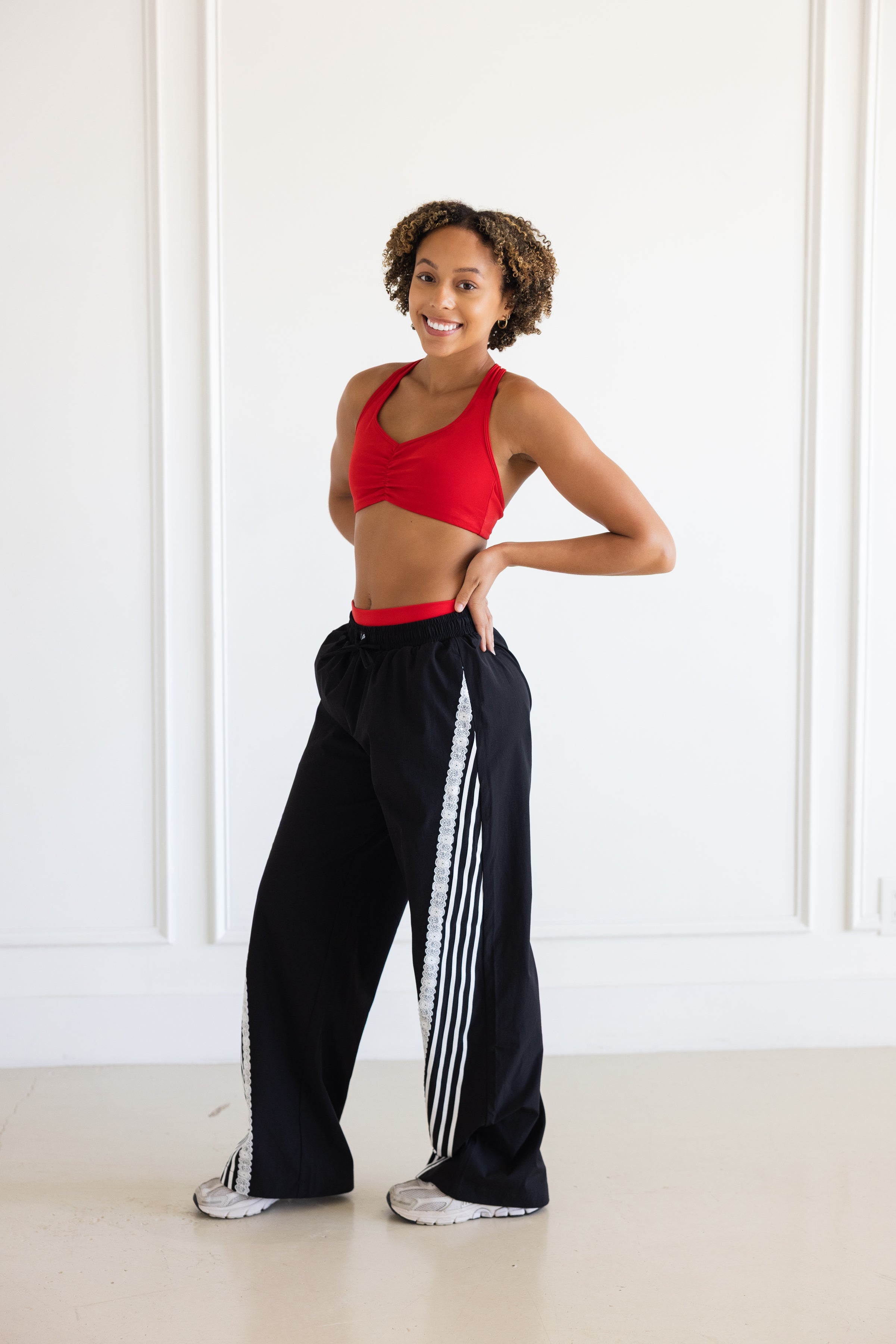 LA Design Ladies' Ray Track Pant Tidal Wave/White