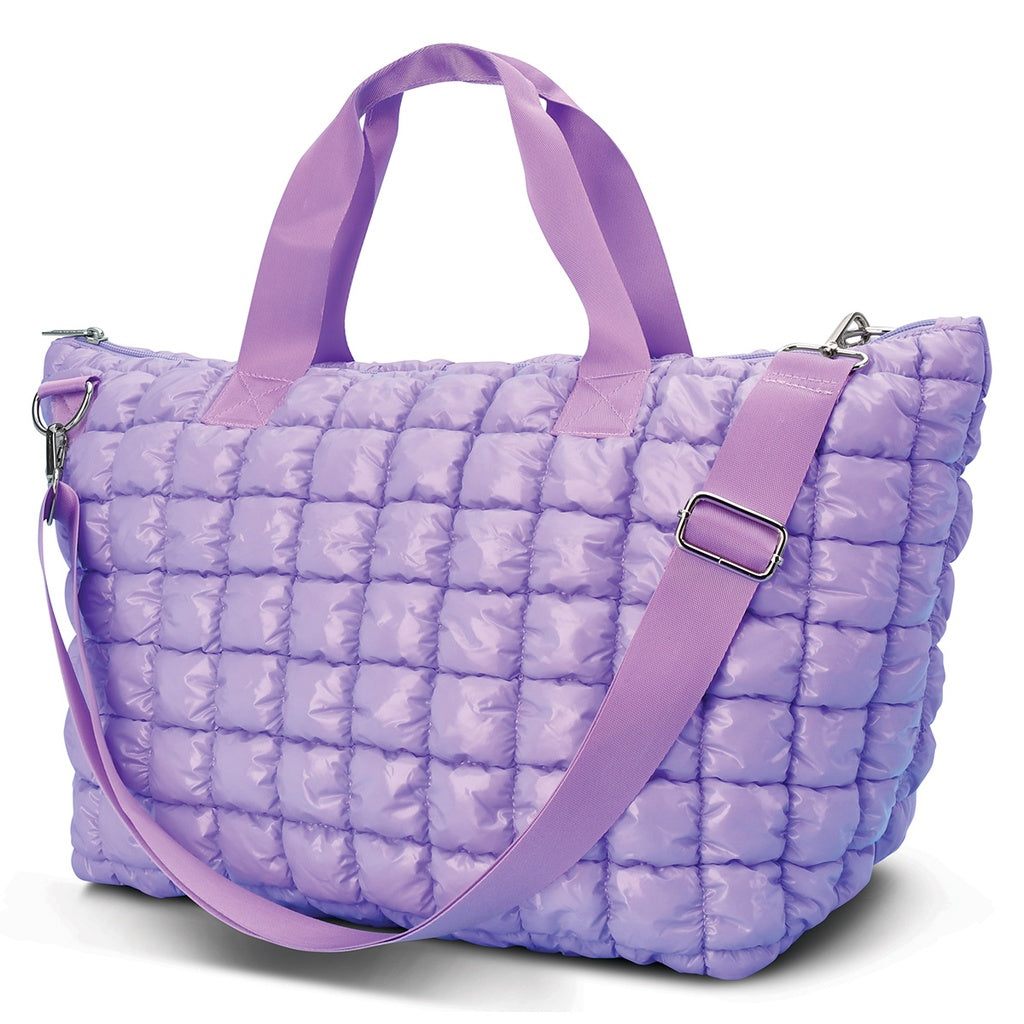 Lavender Shiny Puffer Overnight Bag - Thumbnail 3