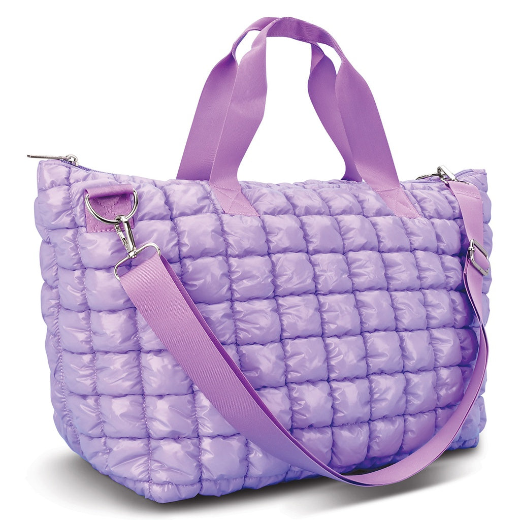 Lavender Shiny Puffer Overnight Bag - Thumbnail 2