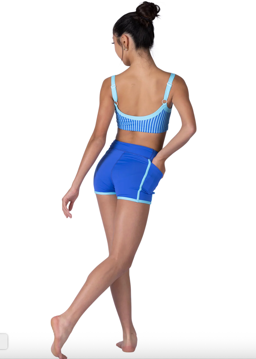 XoDanceCo Ladies' Pinstripe Short Blue Raspberry