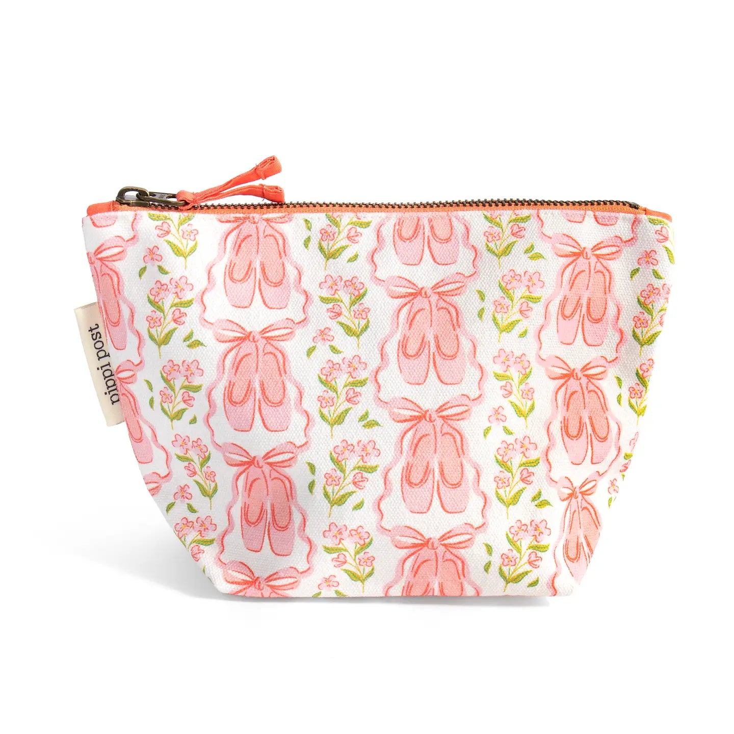 Pippi Post Ballet Slippers & Florals Canvas Zipper Pouch