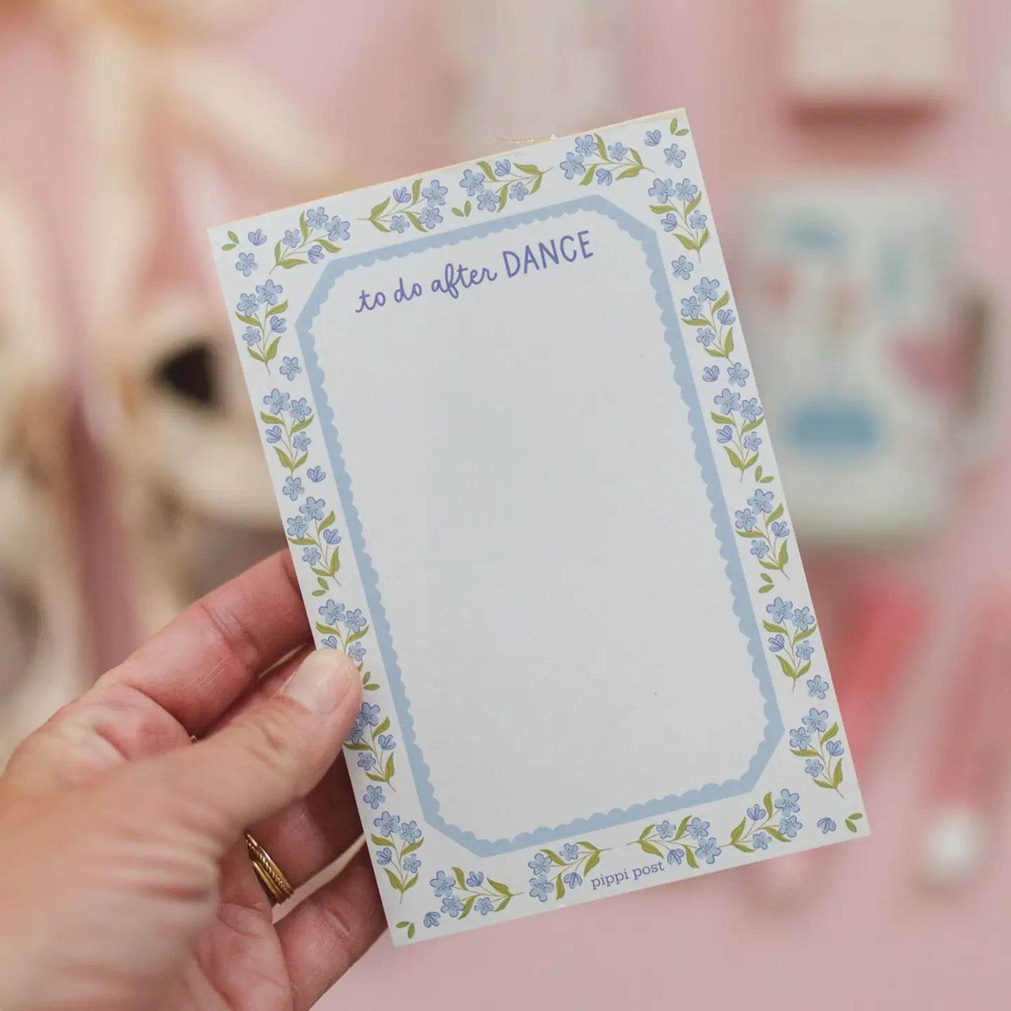 Pippi Post To Do After Dance Blue Floral 4x6 Notepad
