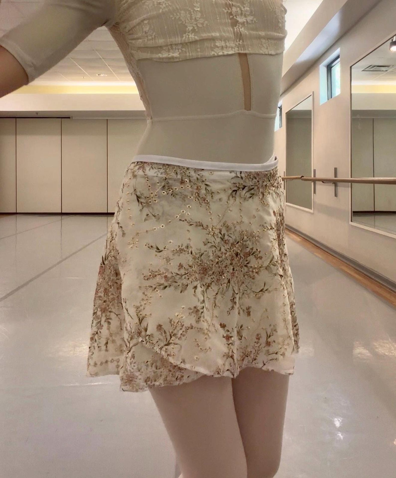 Classical Chloe Co Two Layer Pink Floral Ballet Wrap Skirt