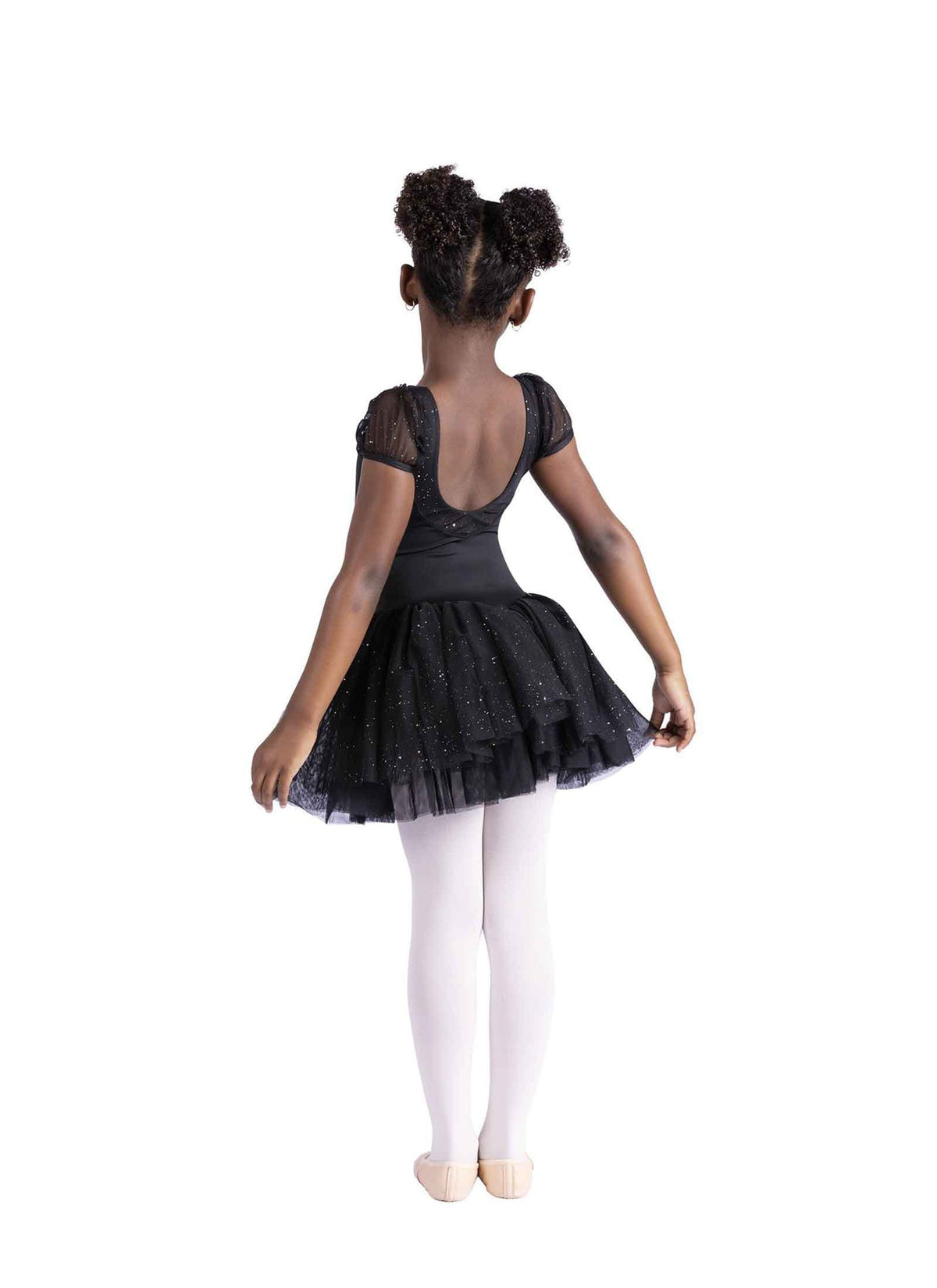 Danznmotion Children's Celestine Puff Sleeve Glitter Dress